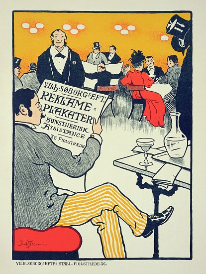 Reproduction of a poster advertising 'Wilhelm Soborg', Copenhagen à Paul Fischer