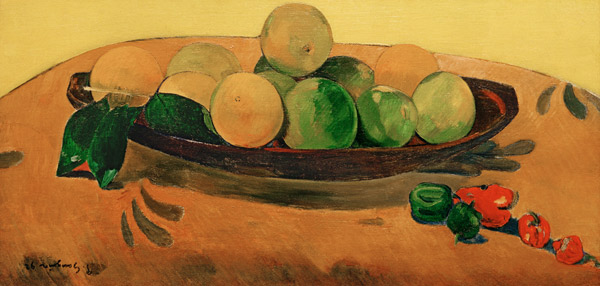 Exotic Fruits and Peppers on a Plate à Paul Gauguin