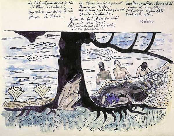 Illustration à un poème de Verlaine Le ciel pardessus le toit est à Paul Gauguin