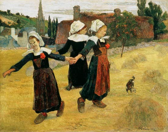 Bretonnes dansant (dansant un rond dans les meules de foin) à Paul Gauguin