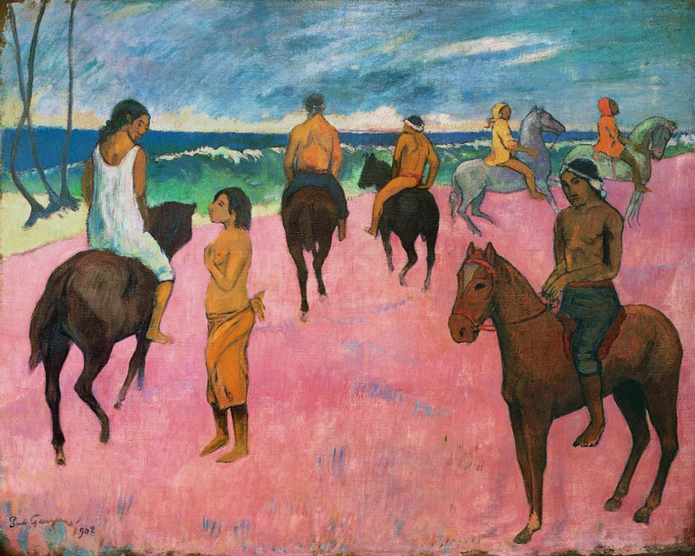 Cavaliers sur la plage à Paul Gauguin