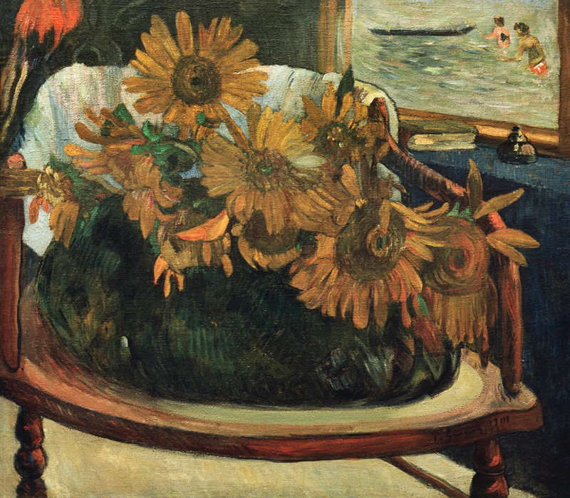 Sunflowers in an armchair à Paul Gauguin