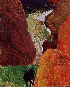 Bateau entre falaises à Paul Gauguin