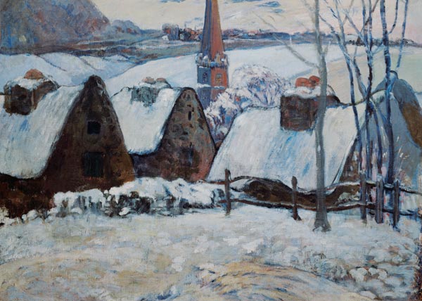 breton village dans la neige à Paul Gauguin