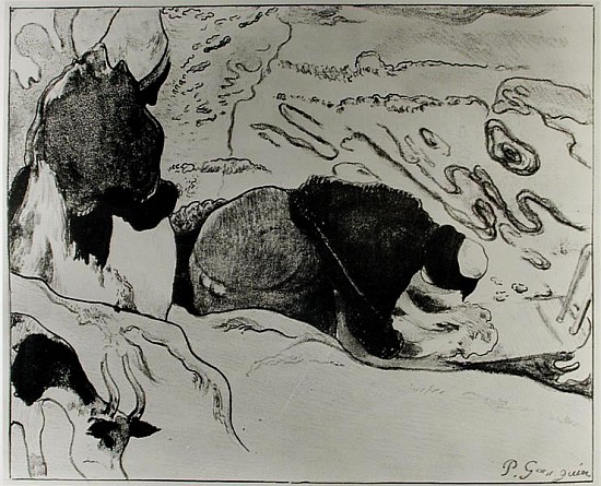 Breton Washerwomen, 1889 (zincograph on paper) à Paul Gauguin