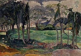 paysage breton avec des fermes à Paul Gauguin
