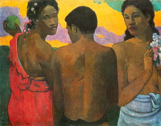 indigènes de tahiti - peinture huile sur toile de paul gauguin en reproduction imprimée ou copie peinte à l'huile sur toile