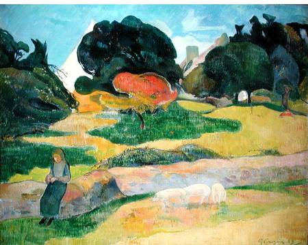 Girl Herding Pigs à Paul Gauguin