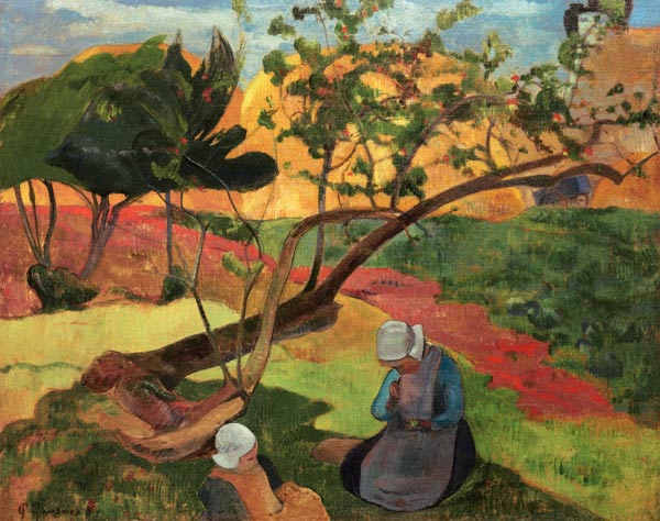 Landscape with Breton Women à Paul Gauguin