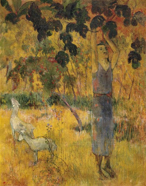 Man Picking Fruit from a Tree à Paul Gauguin