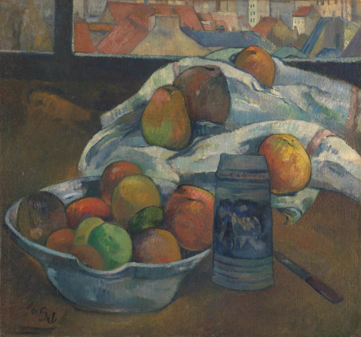 Bowl of Fruit and Tankard before a Window à Paul Gauguin