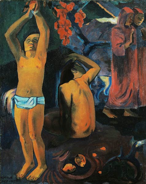 homme tahitien avec les bras élevés à Paul Gauguin