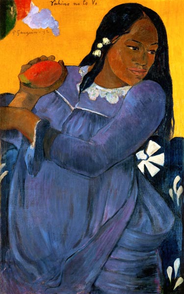 VAHINE NO TE VI (Frau in blauem Kleid mit Mangofrucht) à Paul Gauguin