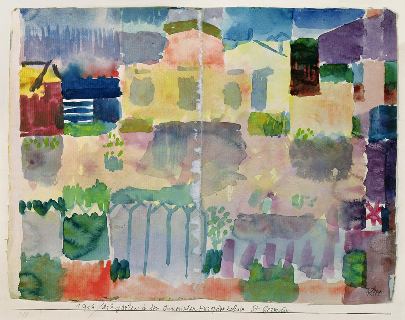 Garden in Saint-Germain, the European quarter of Tunis, 1914 (no 213) (w/c on paper on cardboard)  à Paul Klee