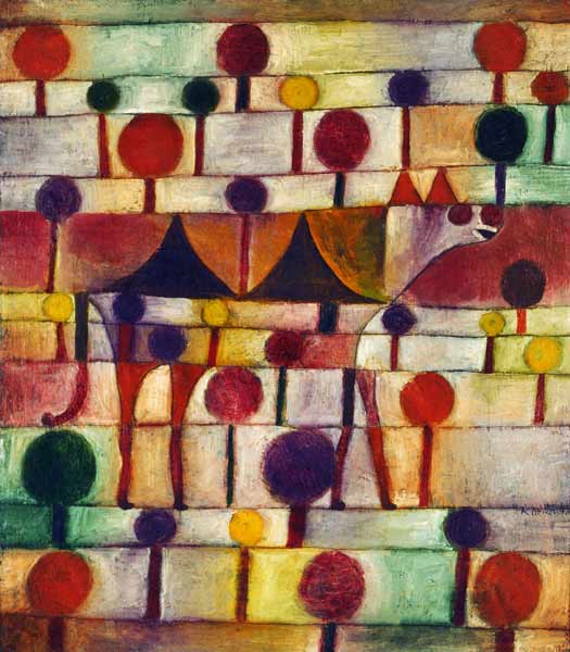 chameaux dans le paysage d'arbres à Paul Klee