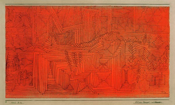 Felsentempel mit Tannen, 1926, à Paul Klee