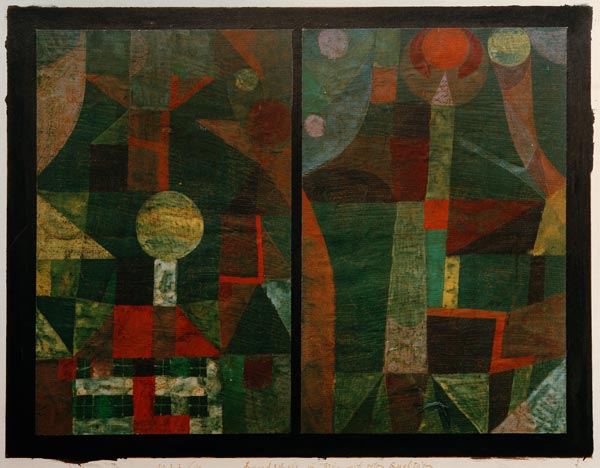 Landschaft in Gruen mit roten à Paul Klee