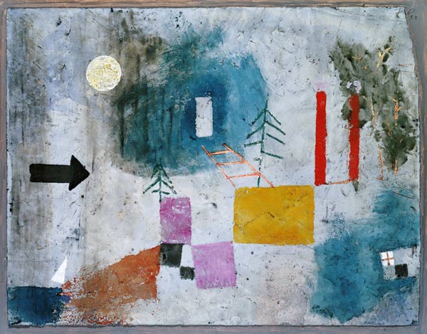 Rote Saeulen vorbeiziehend, 1928. à Paul Klee