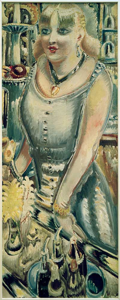 Standing barmaid with hyacinths à Paul Kleinschmidt