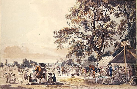 The Encampment in Hyde Park, 1780 (colour aquatint) à Paul Sandby