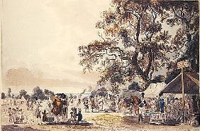 The Encampment in Hyde Park, 1780 (colour aquatint)