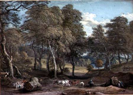 Windsor Forest with Oxen Drawing Timber à Paul Sandby