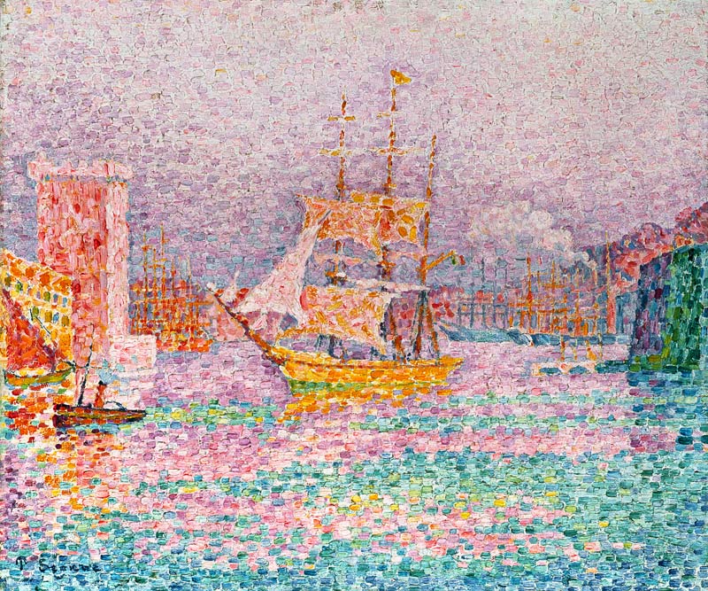 Navire à voile dans le port de Marseille à Paul Signac