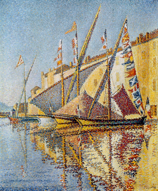 Voiliers dans le port de Saint Tropez. à Paul Signac