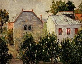 Maisons et jardins au bord urbain à Asnières. à Paul Signac