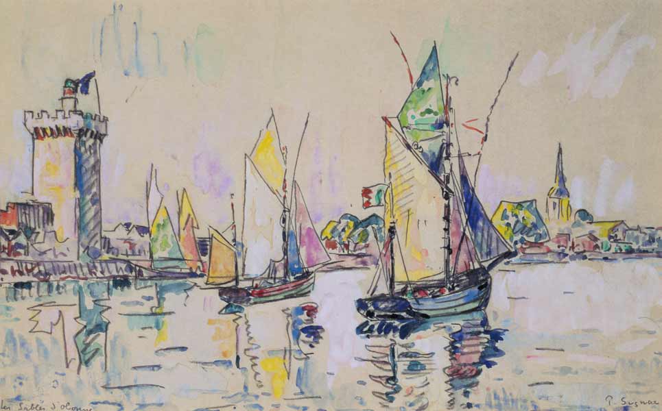 Sailing Boats at Les Sables-d'Olonne (w/c on paper) à Paul Signac