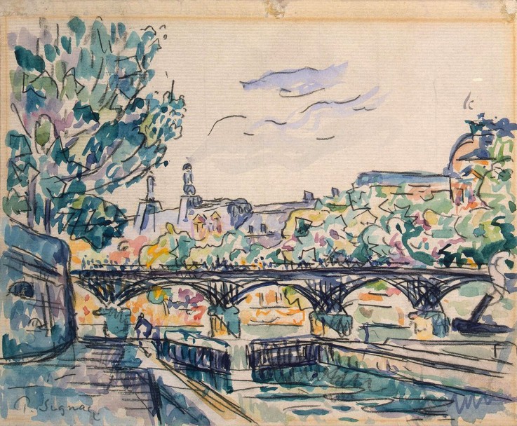 Bank of the Seine Near the Pont des Arts with a View of the Louvre à Paul Signac