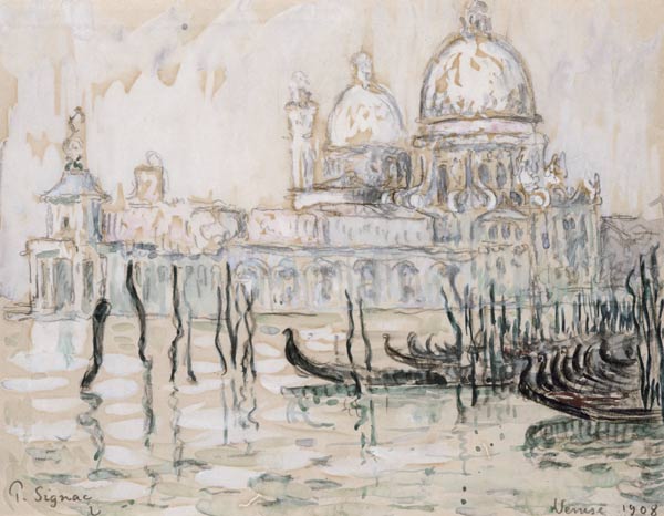 Venice or, The Gondolas, 1908 (black chalk and w/c on paper) à Paul Signac