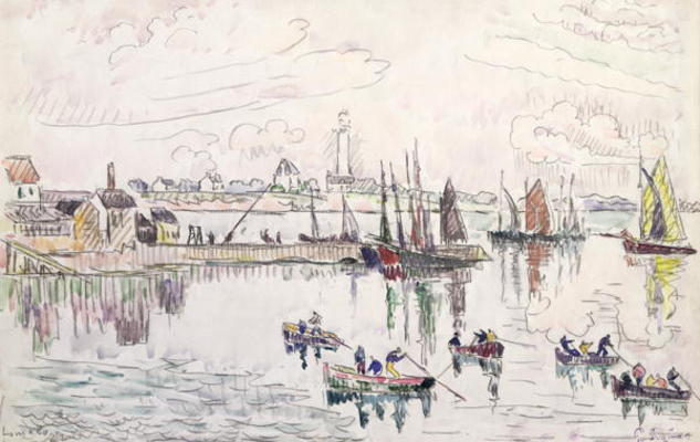 The Port of Lomalo, Brittany, 1922 (w/c & pencil on paper) à Paul Signac