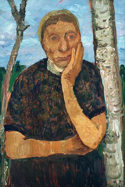 Peasant Woman and Birch Tree à Paula Modersohn-Becker