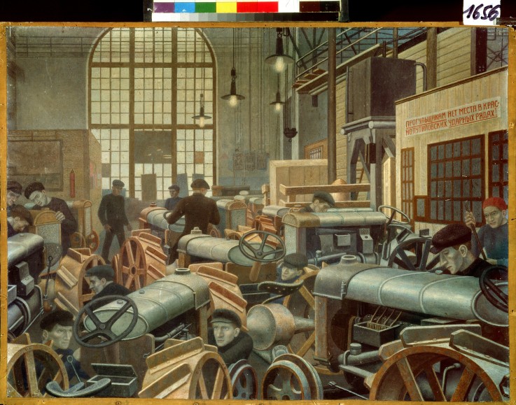 The Tractor assembly shop at the Putilov factory à Pawel Nikolajewitsch Filonow