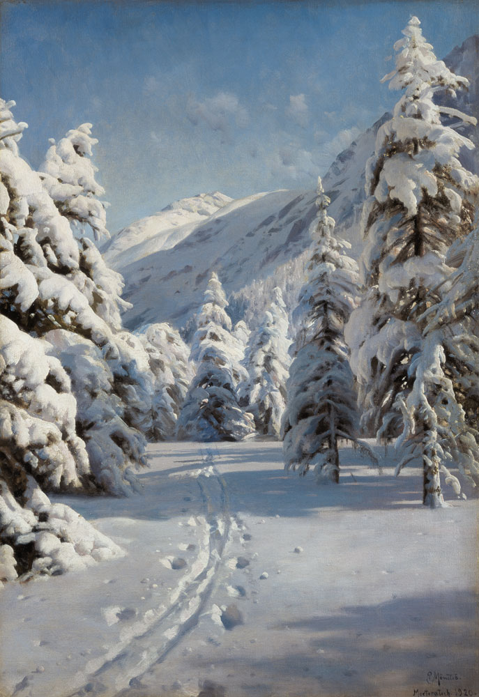 Paysage d'hiver à Morteratsch. à Peder Mønsted