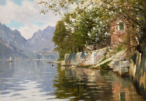 Spring Day on Lake Lugano à Peder Mønsted