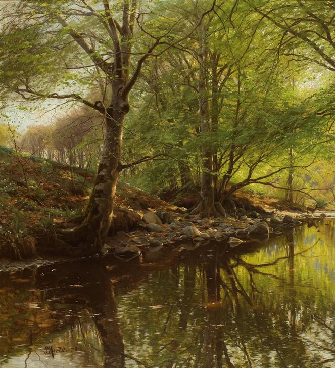 Forest Stream in Spring à Peder Mønsted