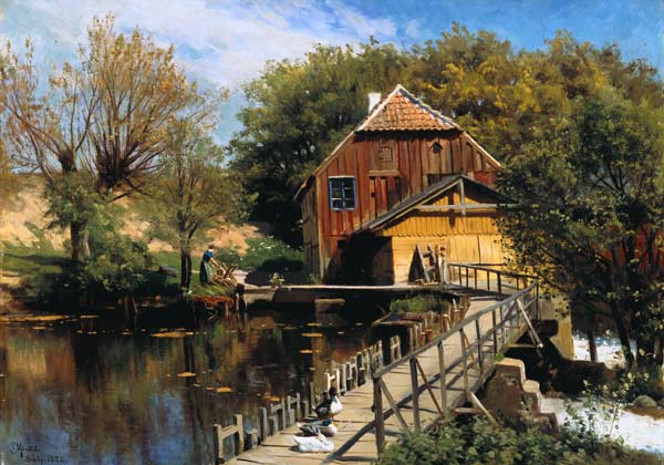 Moulin à eau sur le fleuve Saeby à Peder Mønsted