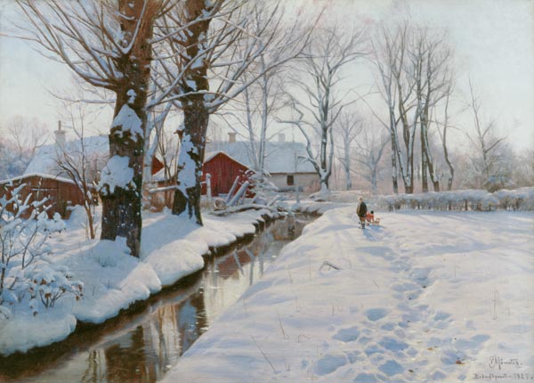 Paysage d'hiver près de Broendbyvester 1927 à Peder Mønsted