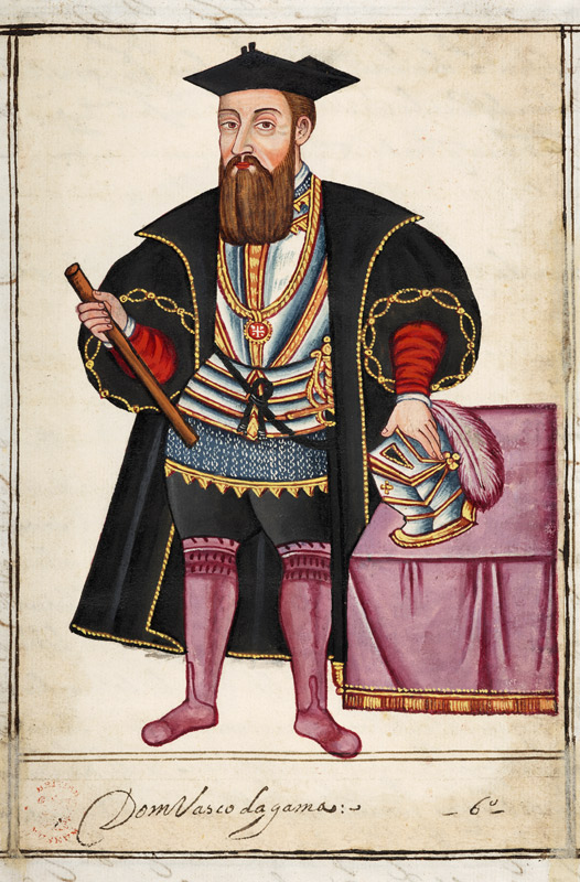 Sloane 197 f.18 Vasco da Gama (c.1469-1525), illustration from 'Historical Accounts of Portuguese Se à Pedro Barretto de Resende