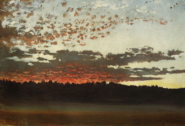 coucher de soleil sur un paysage de forêt et de carter de vidange (la Suède) à Per Daniel Holm