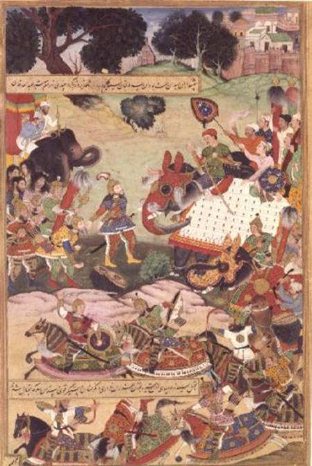 Battle between the forces of Persia and Turan, illustration from the 'Shahnama' (Book of Kings) à École persane