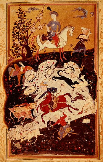 Hunting Scene from ''The Book of Love'', Safavid Dynasty à École persane