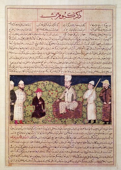 King surrounded courtiers, illustration from a page of the ''Universal History'' (''Majma al-Tawarik à École persane