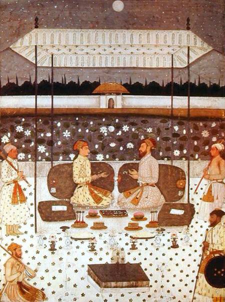Two Moghul Princes Conversing at Night à École persane
