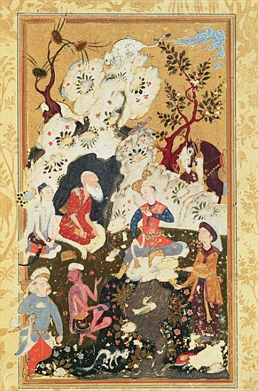 Prince visiting an Ascetic, from ''The Book of Love'', Safavid Dynasty à École persane