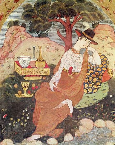 Princess sitting in a garden, Safavid Dynasty à École persane