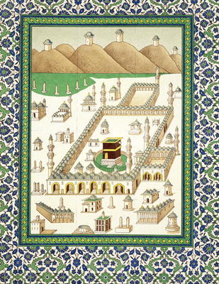 Schematic View of Mecca, showing the Qua'bah, from a book on Persian ceramics (print) à École persane