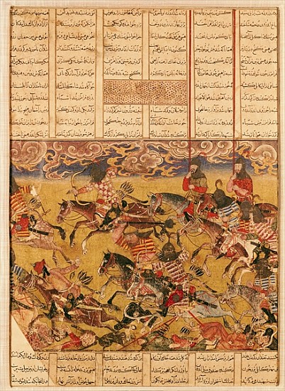 The Charge of the Cavaliers of Faramouz, illustration from the ''Shahnama'' (Book of Kings), Abu''l- à École persane